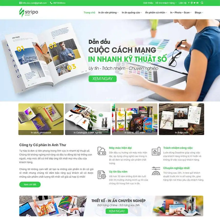 print4 Mẫu Website Dịch Vụ In Ấn Thiết Kế 04 - Cài Đặt Sẵn