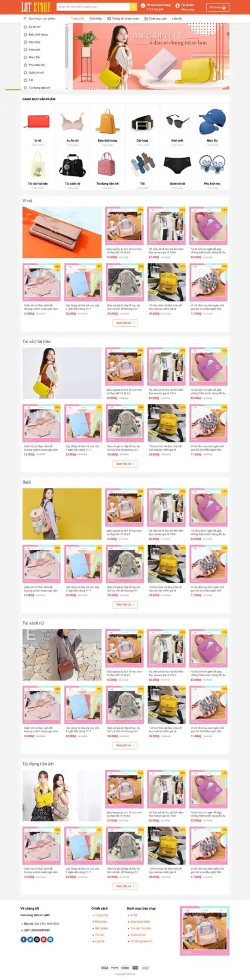 Theme wordpress bán ba lô túi xách đẹp