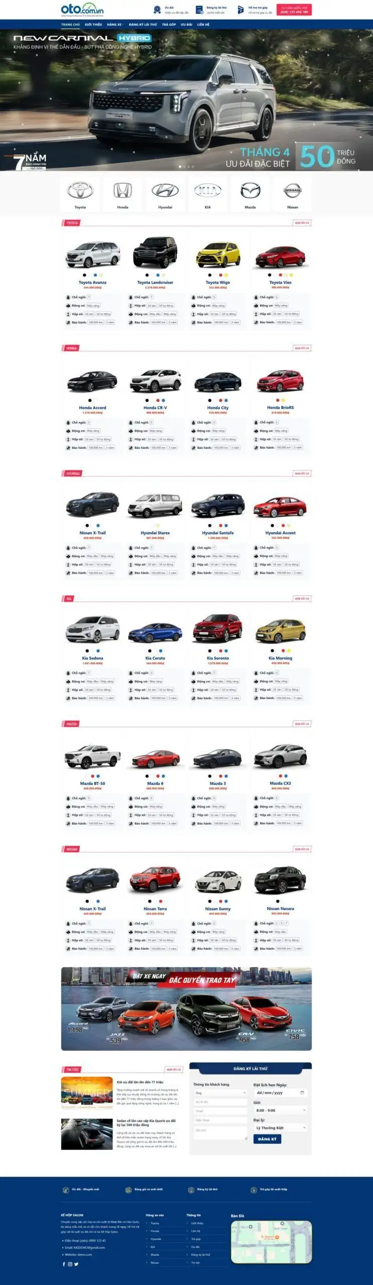 Mẫu Website Showroom Ô Tô - Kinh Doanh Xe - Cài Đặt Sẵn