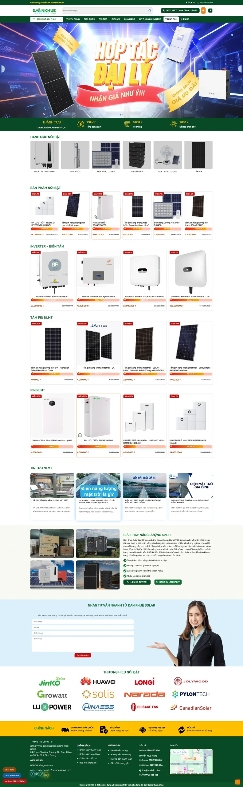 Mẫu Website Bán Thiết Bị Năng Lượng Mặt Trời 4 - Solar - Cài Đặt Sẵn