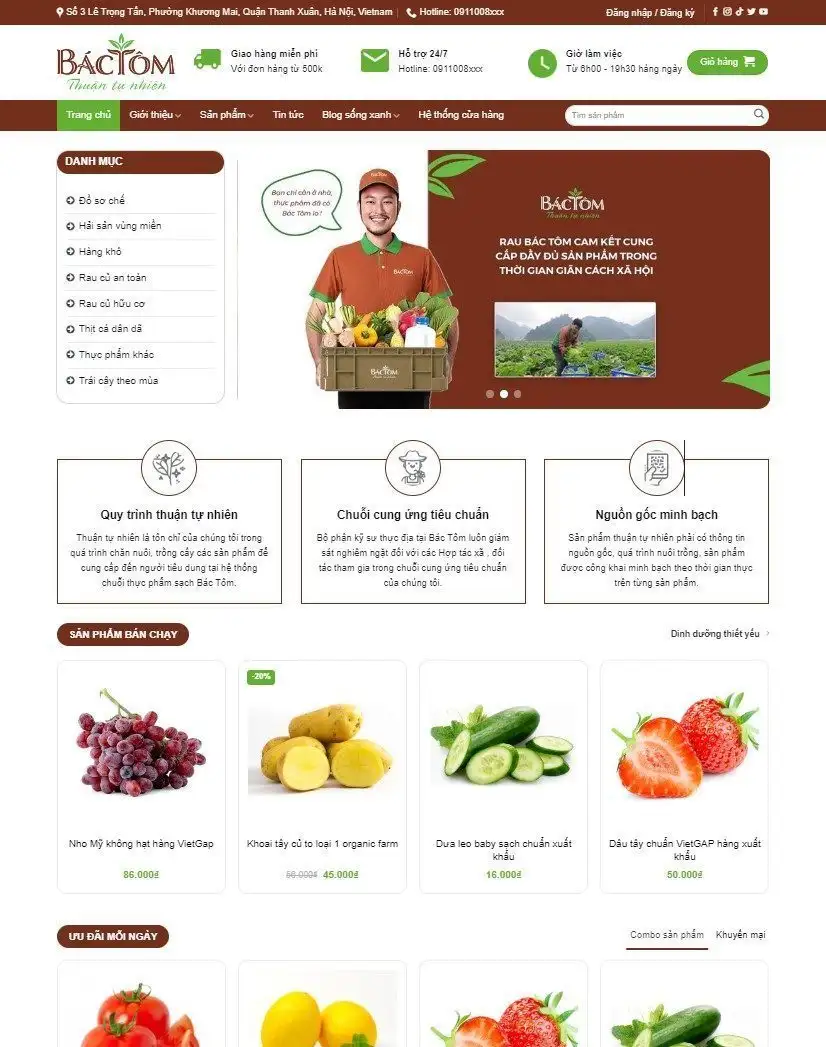 Mẫu Website Bán Tạp Hóa 2 - Shop Online - Cài Đặt Sẵn