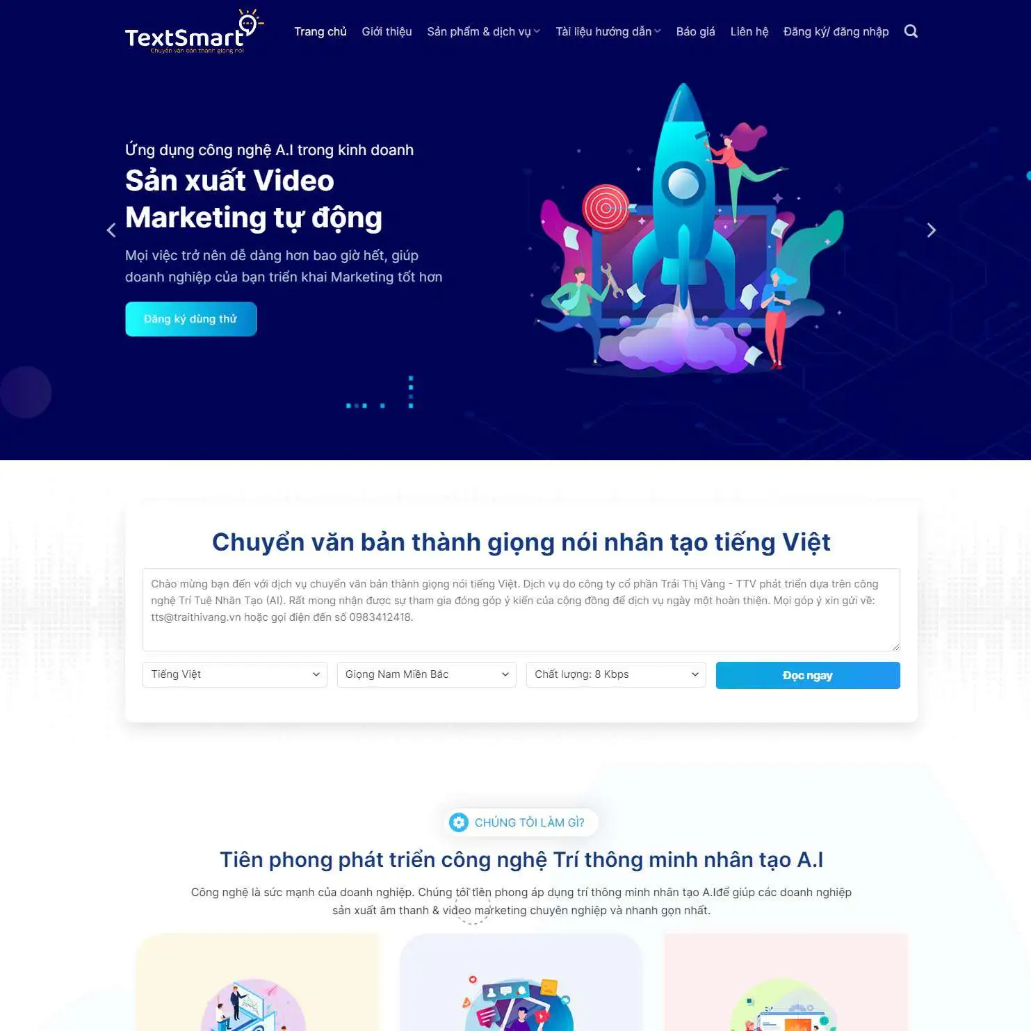 textsmart Mẫu Website Dịch Vụ Chuyển Văn Bản Thành Giọng Nói - Công Nghệ AI - Cài Đặt Sẵn