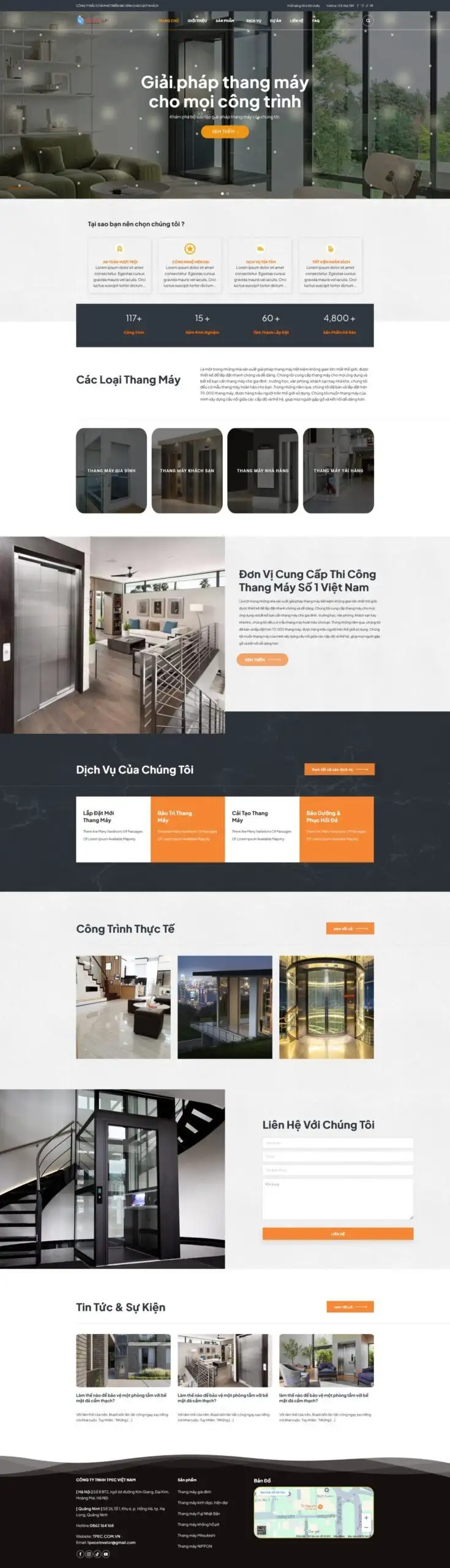 Mẫu Website Giới Thiệu Công Ty Thang Máy - Cơ Điện - Cài Đặt Sẵn