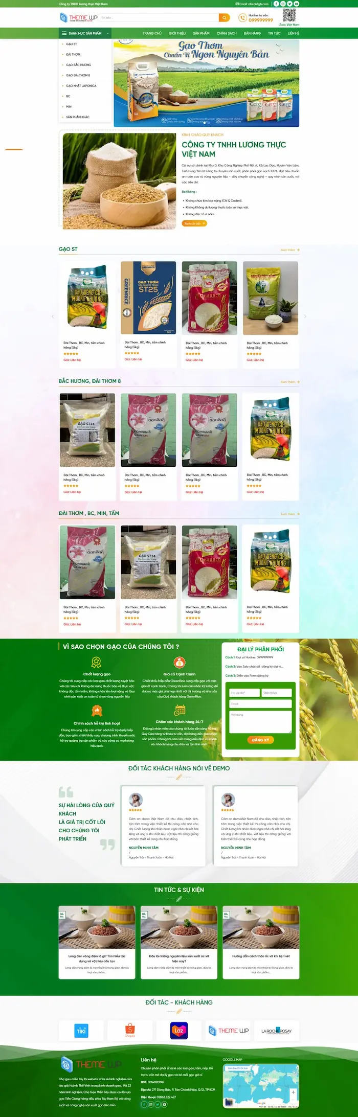 tiemgao-themevipnet Mẫu Website Công Ty Bán Gạo - Lương Thực - Cài Đặt Sẵn