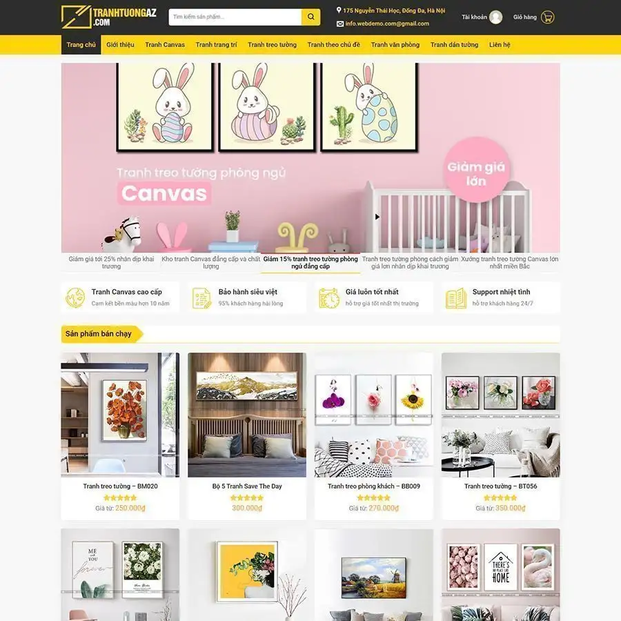 Mẫu Website Bán Tranh Tường Canvas - Trang Trí Nội Thất - Shop Online - Cài Đặt Sẵn
