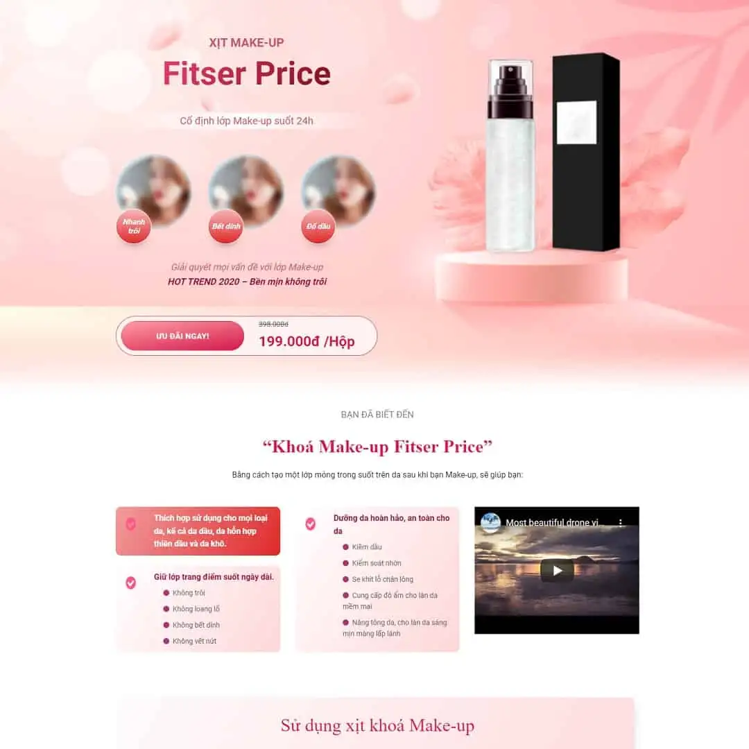 xitmakeup-maugiaodien Mẫu Website Landing Page Xịt Makeup - Mỹ Phẩm - Shop Online - Cài Đặt Sẵn
