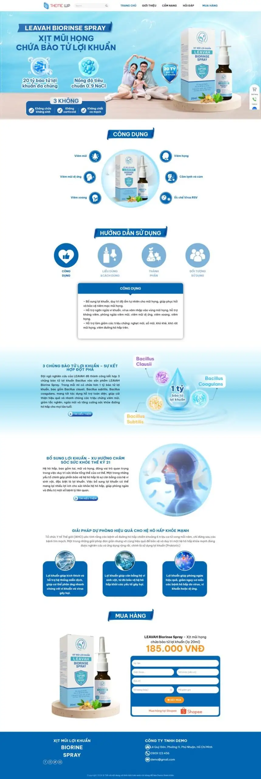 Mẫu Website Thuốc Xịt Mũi - Dược Phẩm - Cài Đặt Sẵn