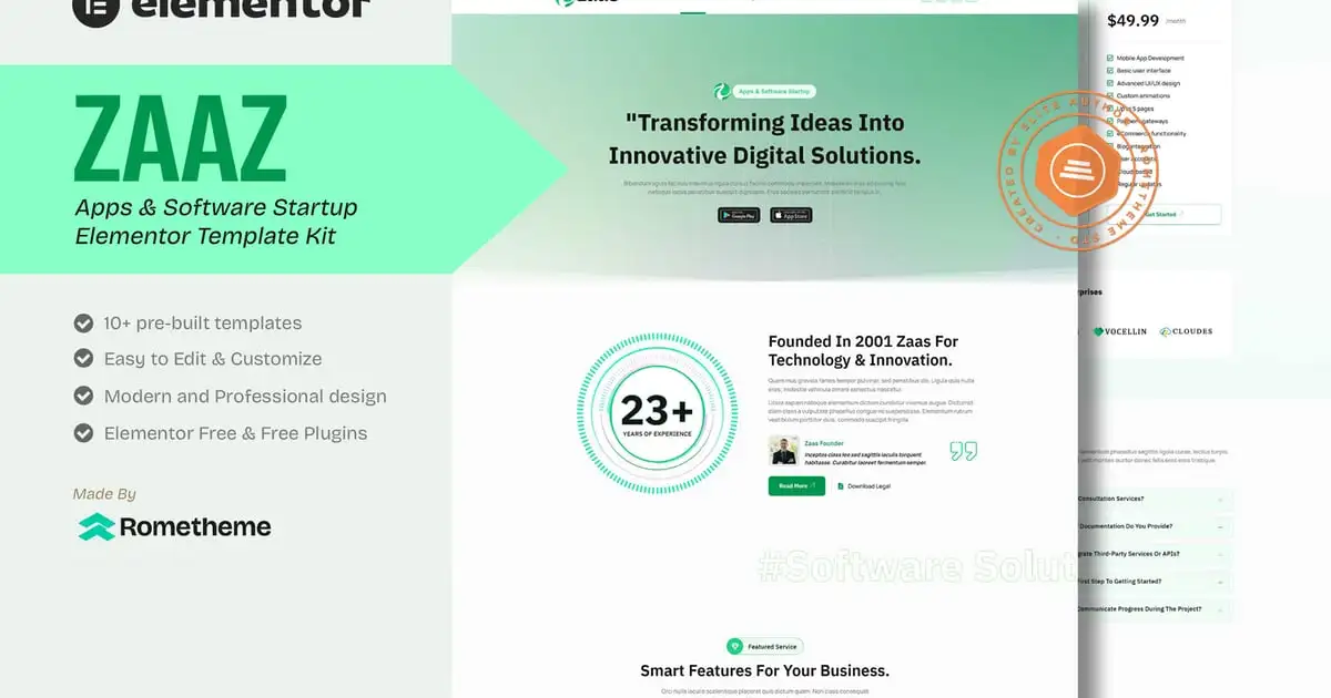 zaas-kit-cover Zaas – Apps & Software Startup Elementor Template Kit