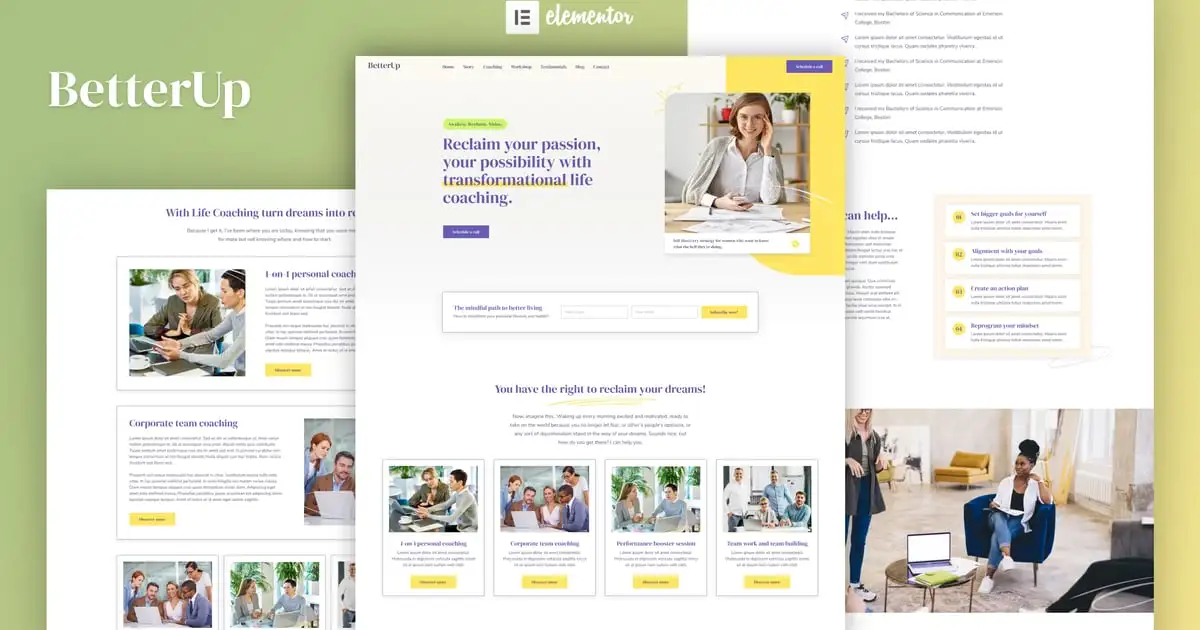 BetterUp – Business Coaching & Mentor Elementor Pro Template Kit