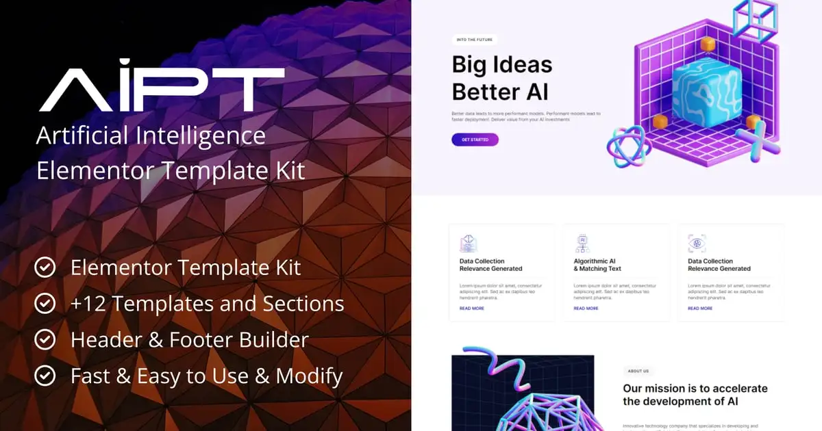 AiPT – Artificial Intelligence Company Elementor Template Kit