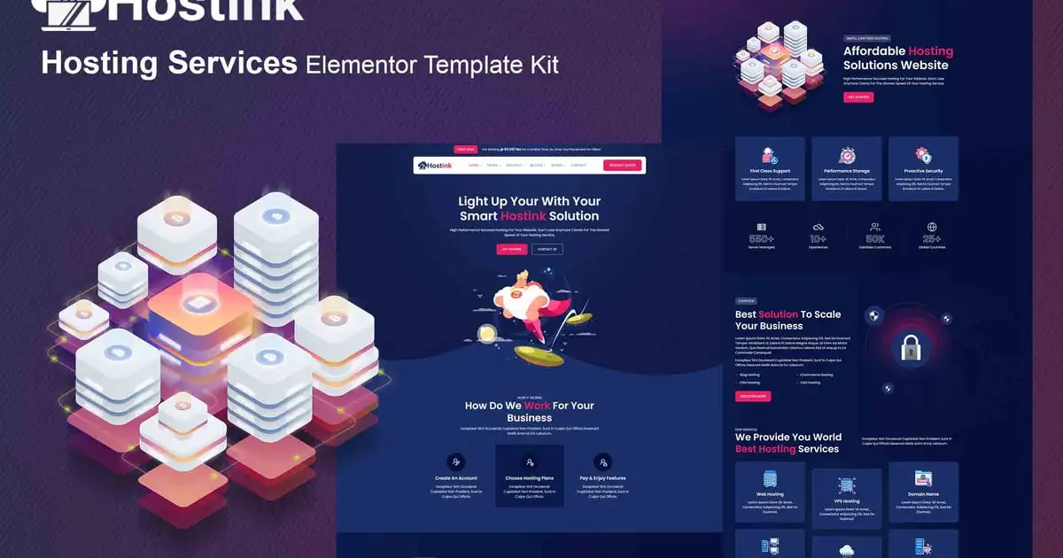 Hostink – Hosting Services Elementor Template Kit