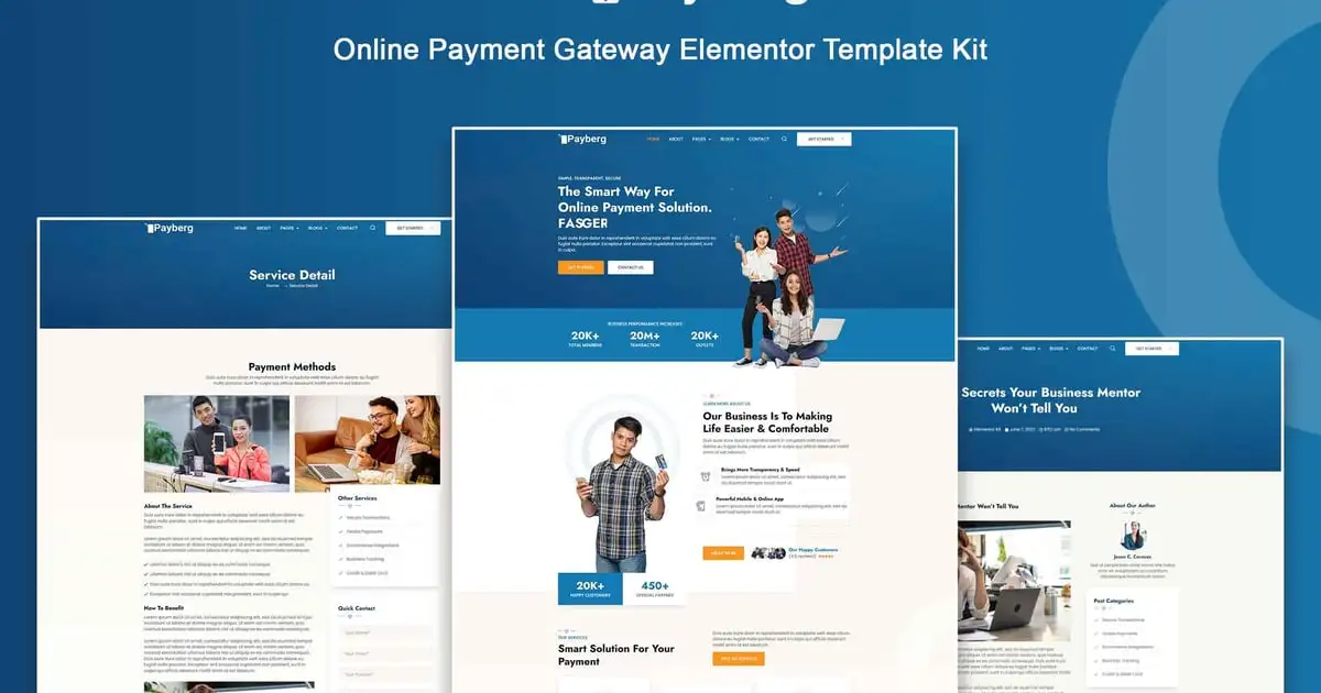 Payberg – Online Payment Gateway Elementor Pro Template Kit