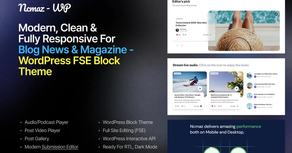 Ncmaz – News Magazine FSE WordPress Block Theme