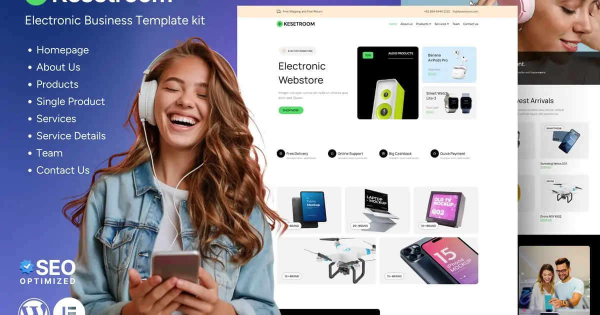 Kesetroom – Electronic Business Elementor Template Kit