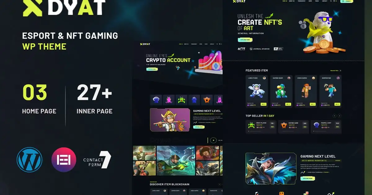 DYAT – eSports and Gaming NFT WordPress Theme