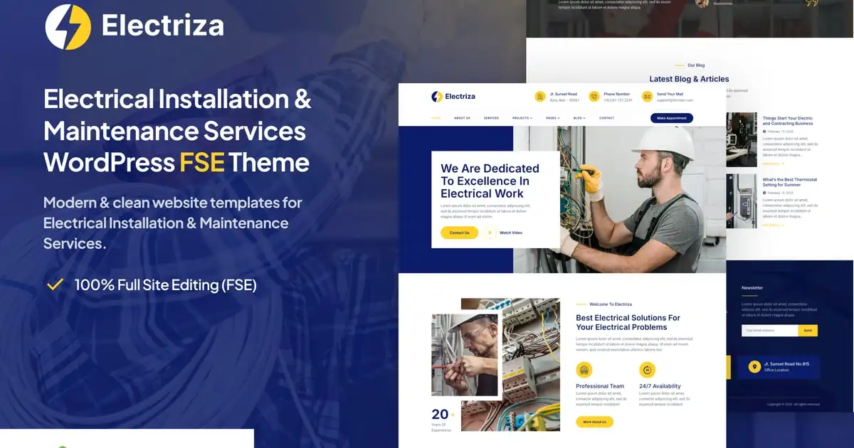 Electriza – Electrical Installation Services Theme