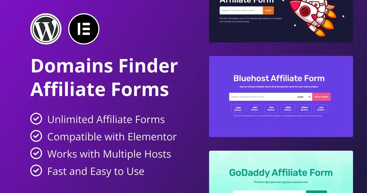 Hosting Domains Finder (Affiliate Forms)