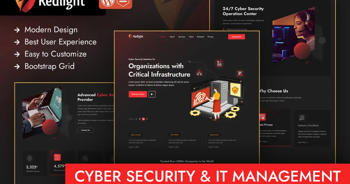 Redlight Cyber Security & IT Management WordPress