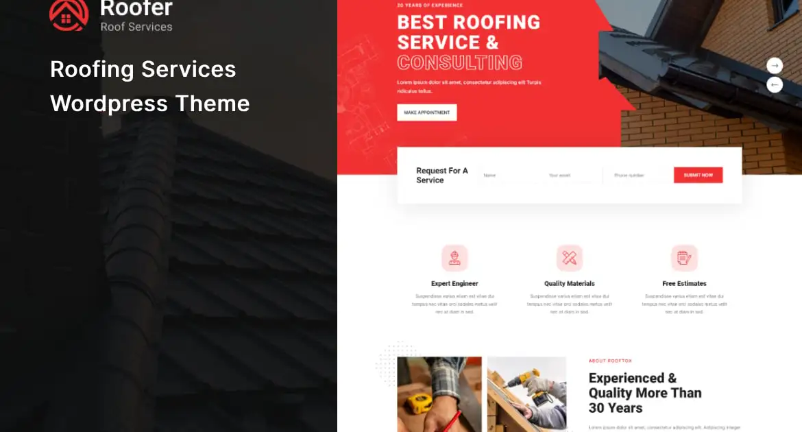 Roofer – Roofing Services WordPress Theme