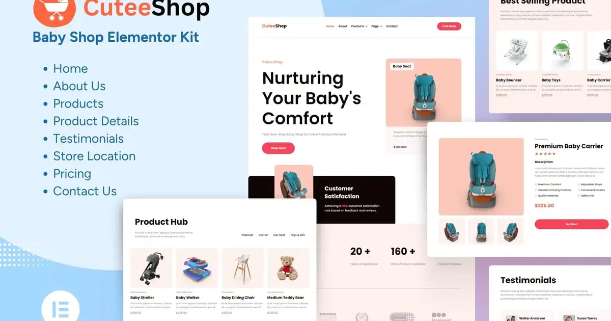 CuteeShop – Kids & Baby Ecommerce Elementor Kit
