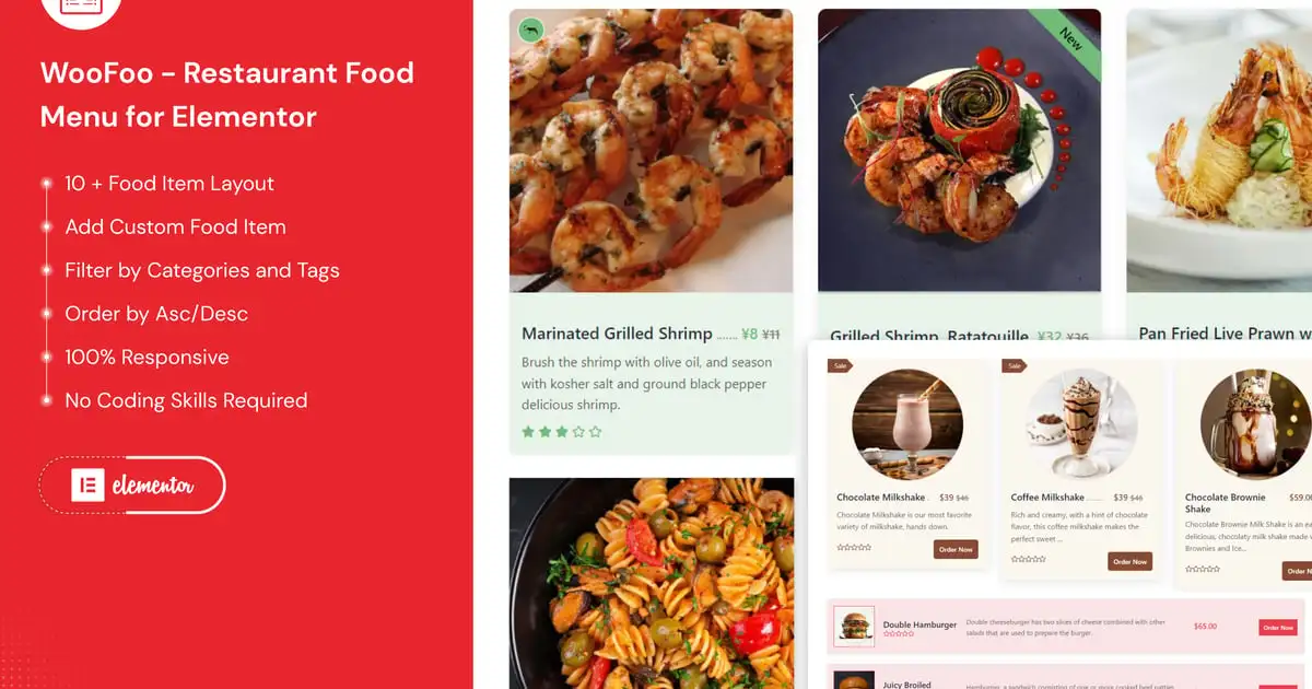 WooFoo – Restaurant Food Menu for Elementor