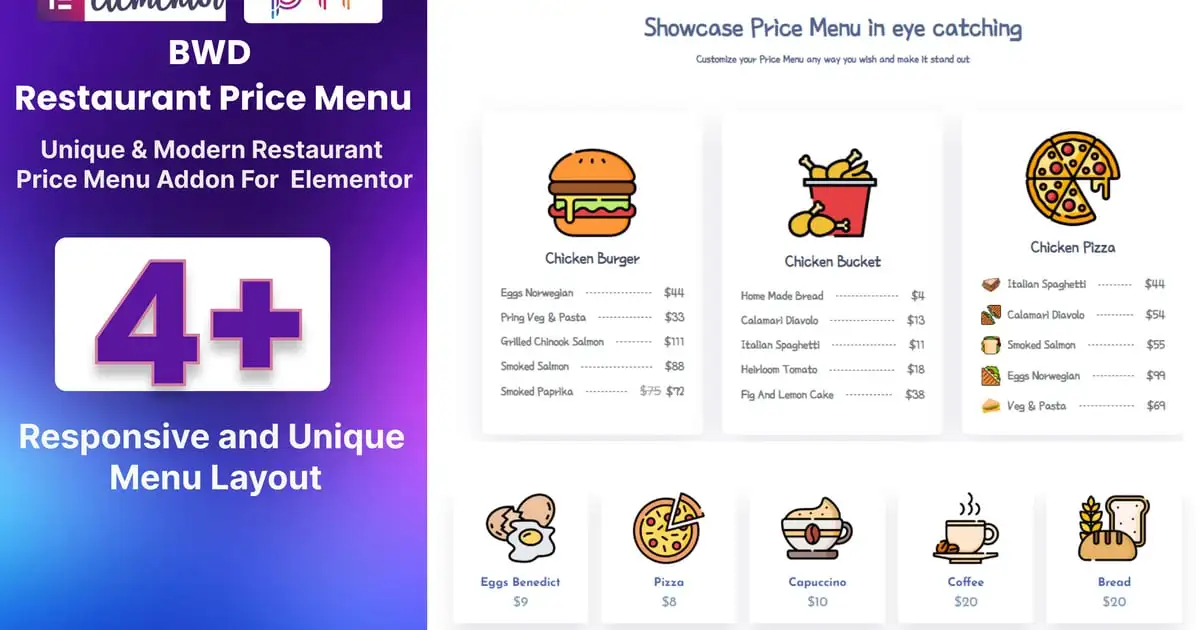 Restaurant Price Menu Addon For Elementor