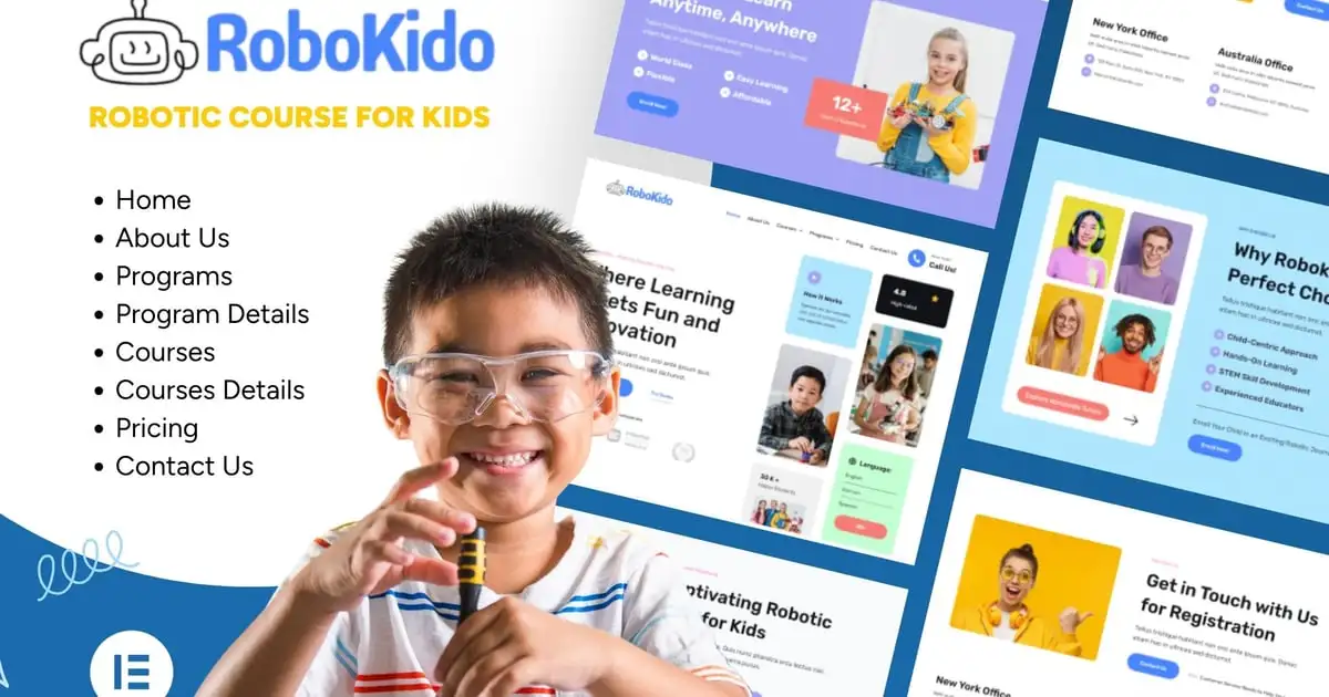 Robokido – Online Learning Courses for Kids Elementor Template Kit