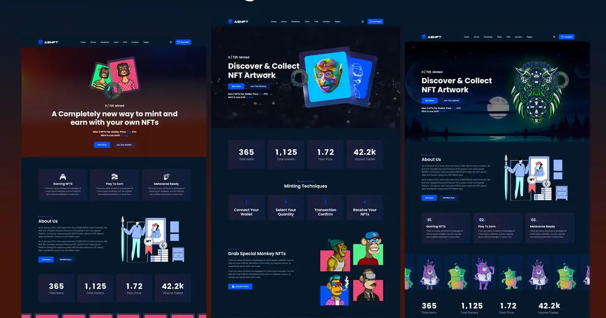 Aenft – NFT Minting Collection WordPress Theme