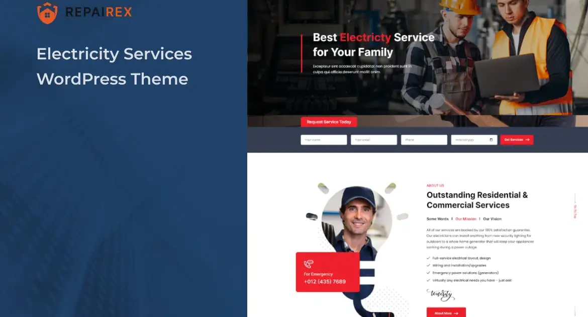 Repairex – Electricity Services WordPress Theme