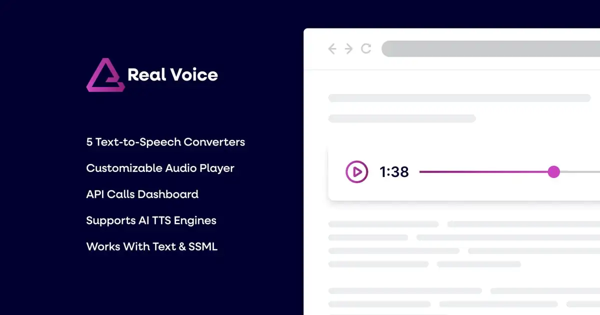 Real Voice – AI Text to Speech for WordPress