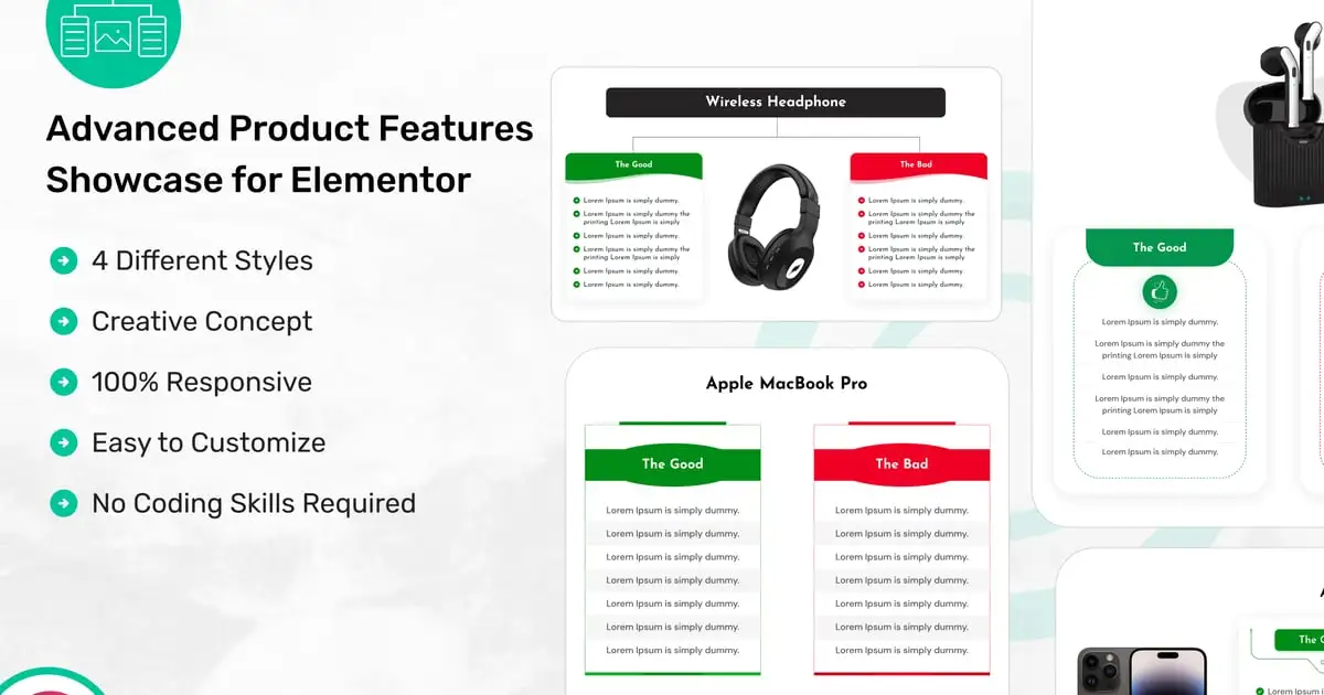 Advanced Product Features Showcase for Elementor