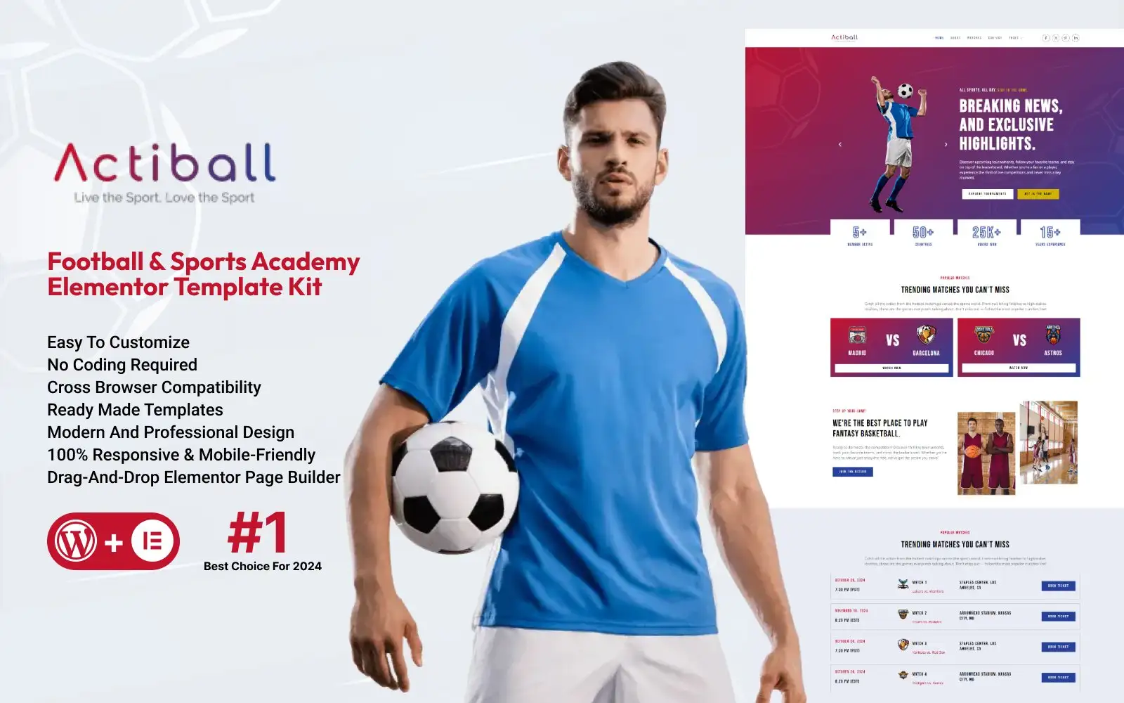 Actiball – Football & Sports Academy Elementor Template Kit Elementor Kit