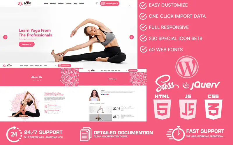 Adho – Yoga Studio WordPress Theme