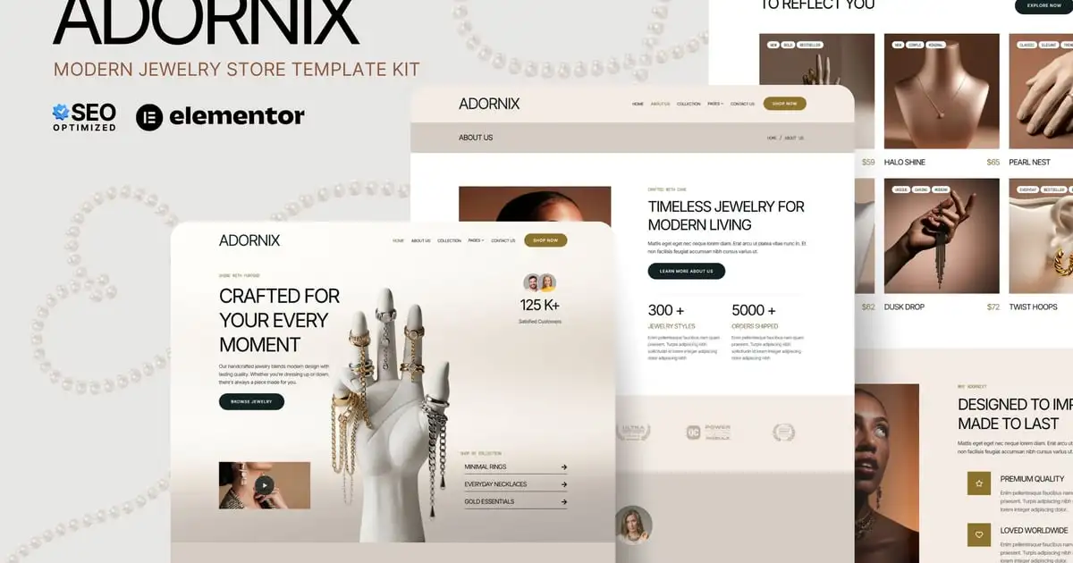Adornix – Modern Jewelry Store Elementor Template Kit