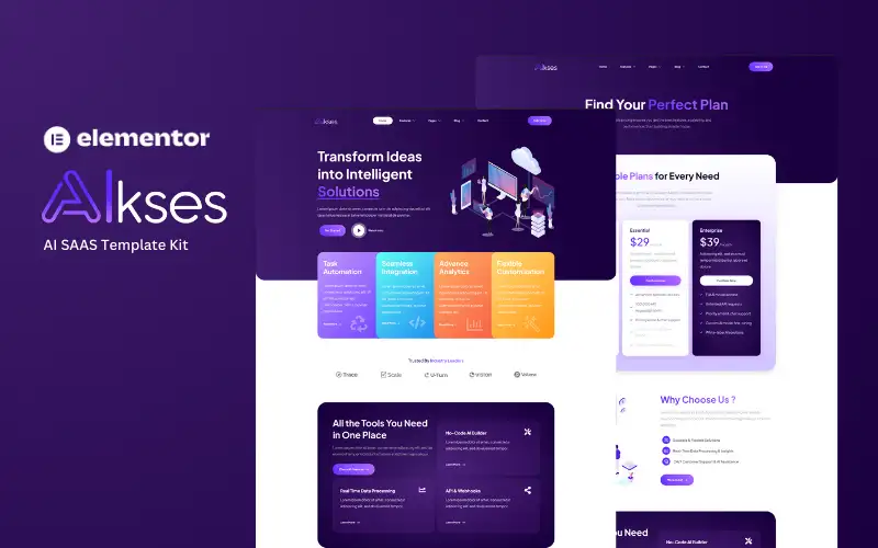 AIkses – AI SaaS Elementor Template Kit Elementor Kit