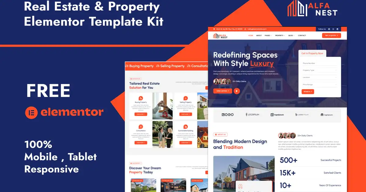 Alfanest – Real Estate & Property Elementor Template Kit