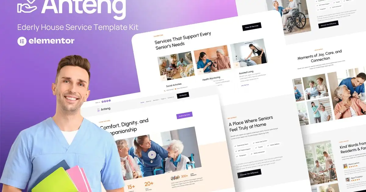 Anteng – Elderly House Service Elementor Kit Template