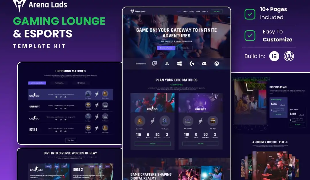 Arena Lads – Esports & Gaming Elementor Template Kit