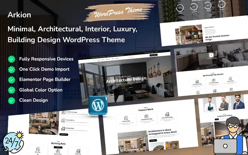 Arkion – Minimal, Architectural, Interior, Construction, Luxury, Building Design WordPress Theme