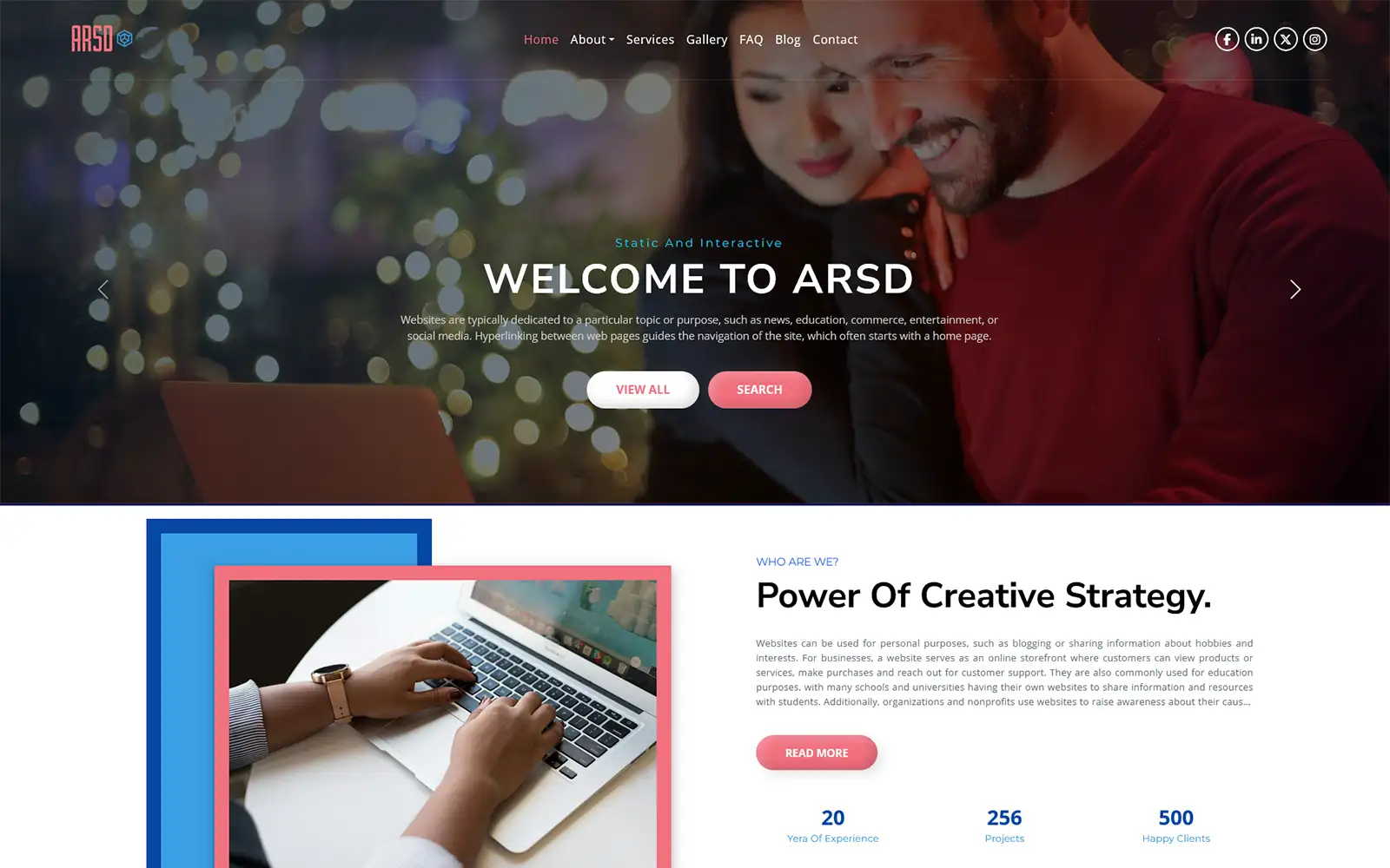 ARSD BizVine- Multipurpose landing page WordPress theme WordPress Theme