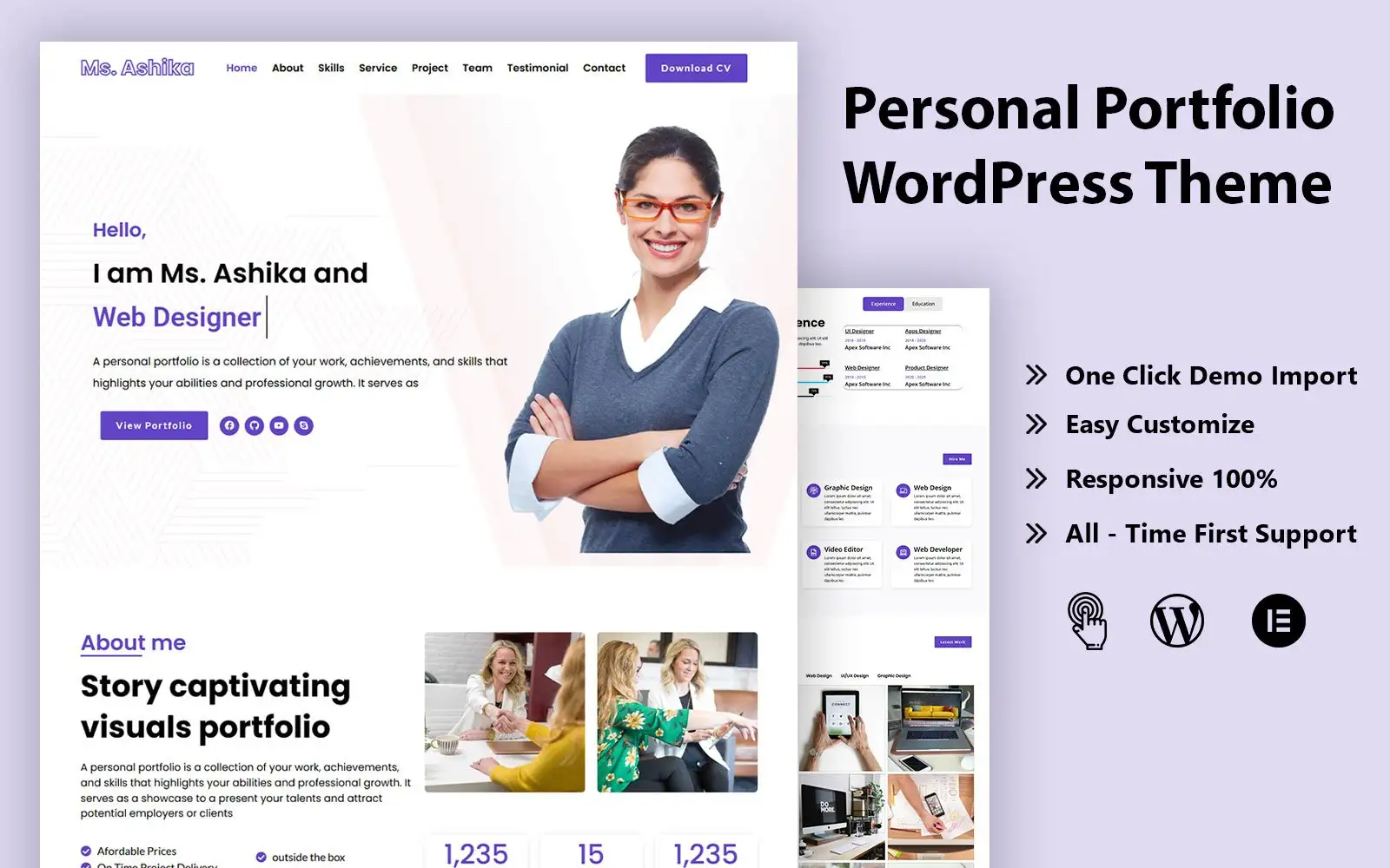 Ashika – Personal Portfolio WordPress Theme