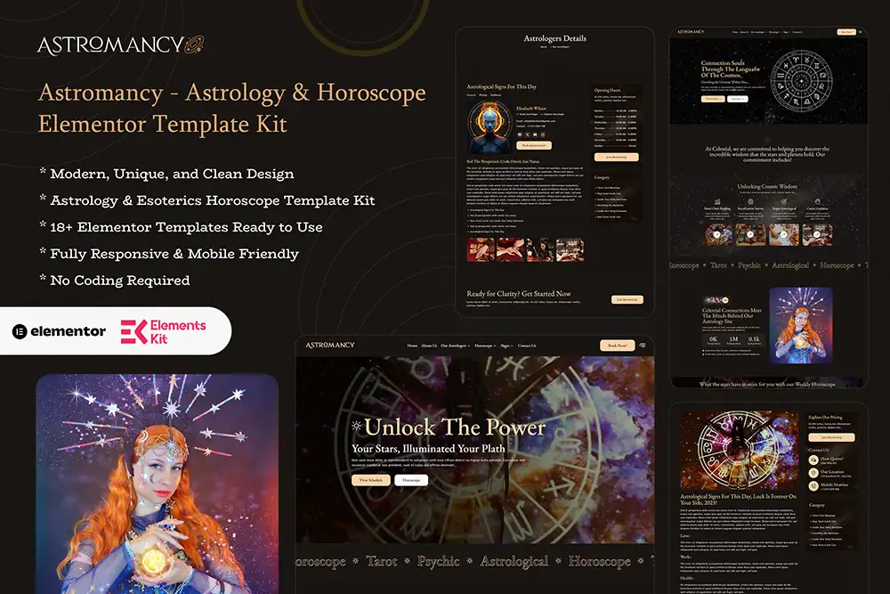 Astromancy – Astrology & Horoscope Elementor Template Kit Elementor Kit