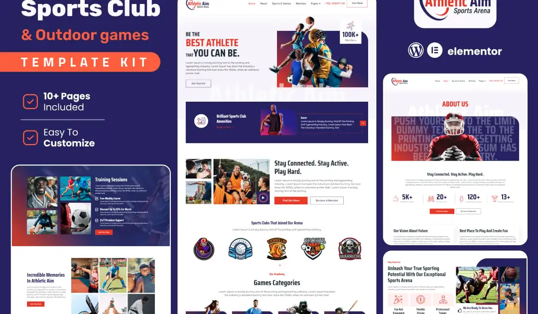 Athletic Aim – Sports Club & Outdoor Games Elementor Template Kit