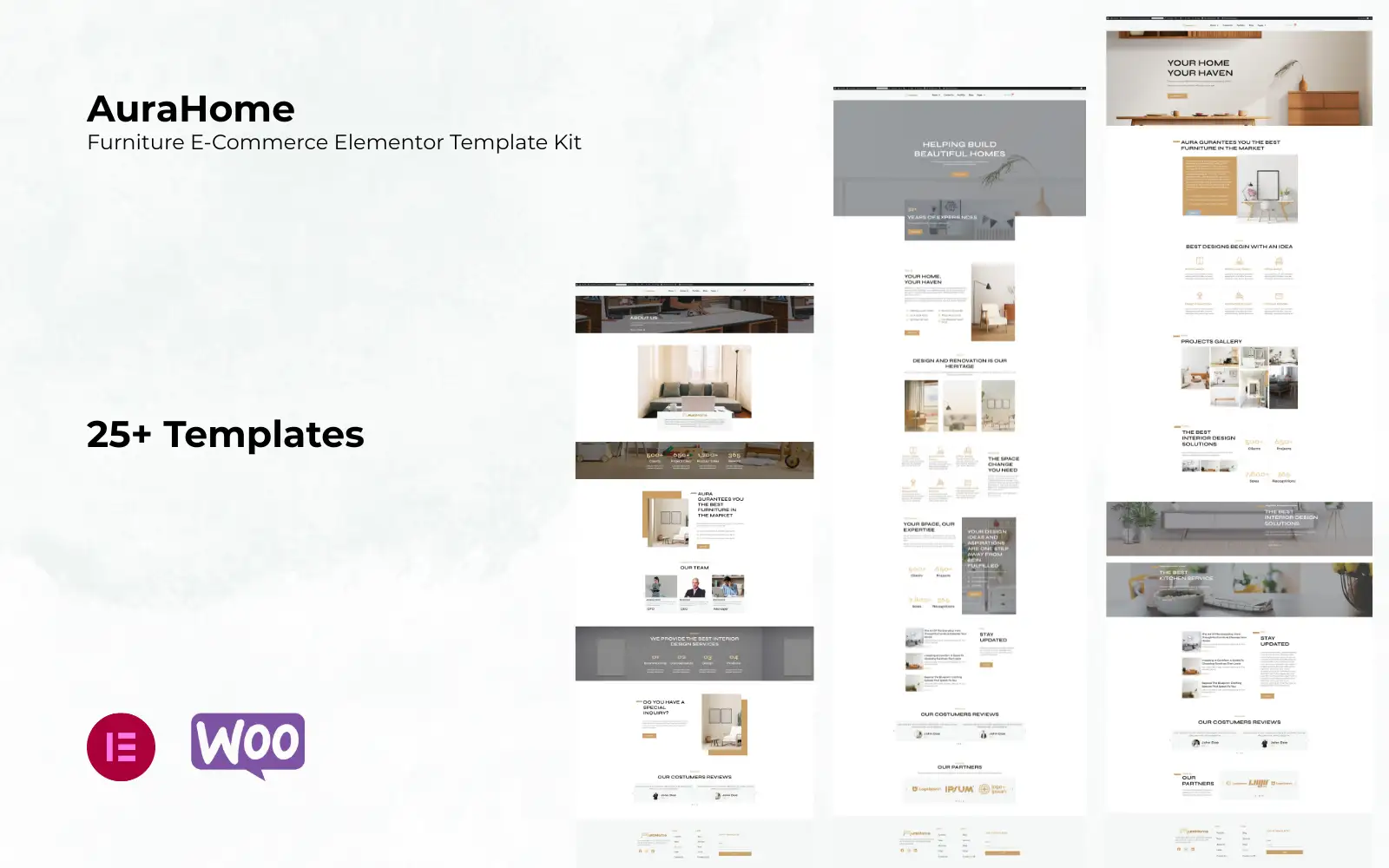 AuraHome – Furniture e-Commerce Elementor Template Kit Elementor Kit