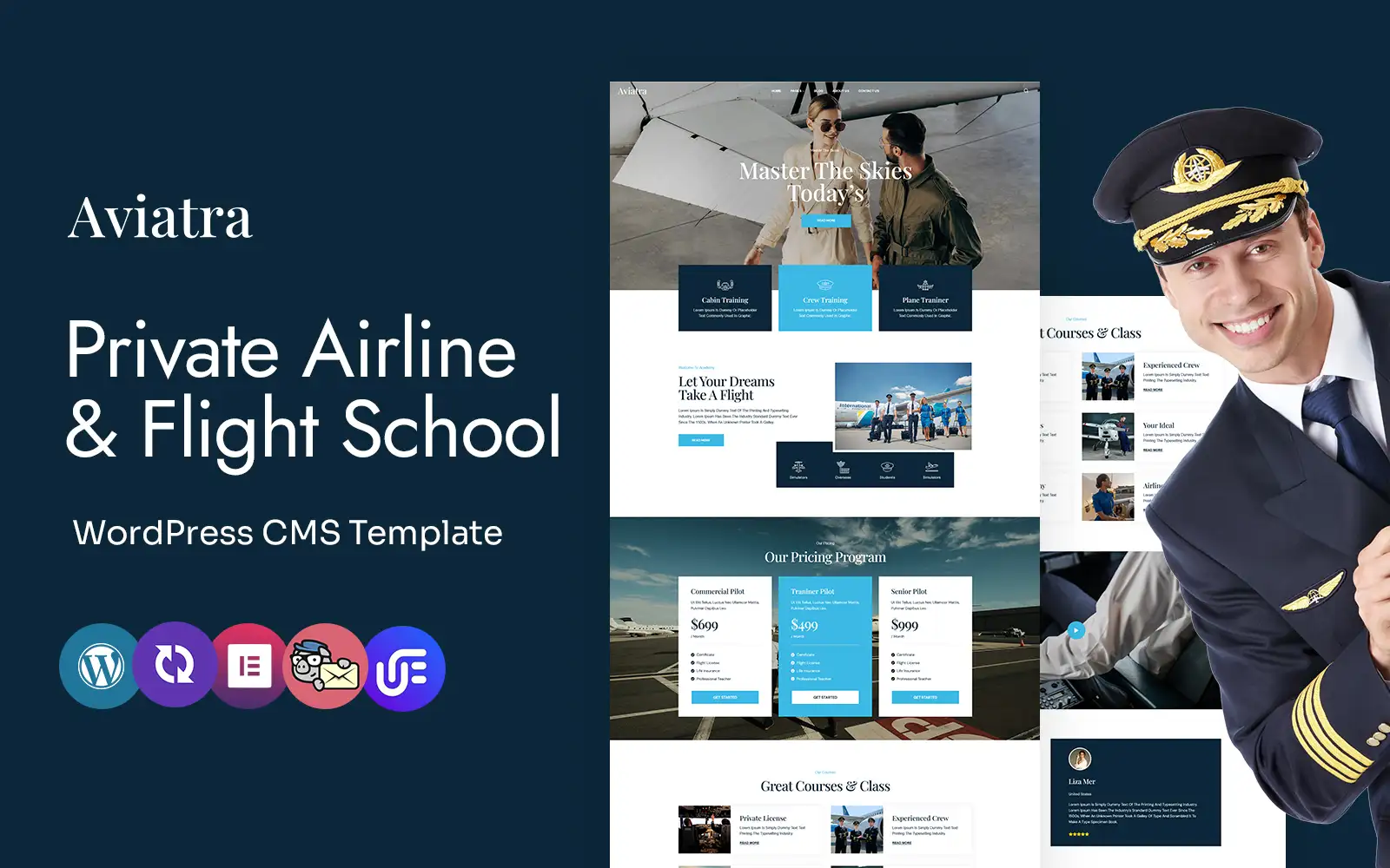Aviatra – Private Airline And Flight School Multipurpose WordPress Elementor Theme WordPress Theme