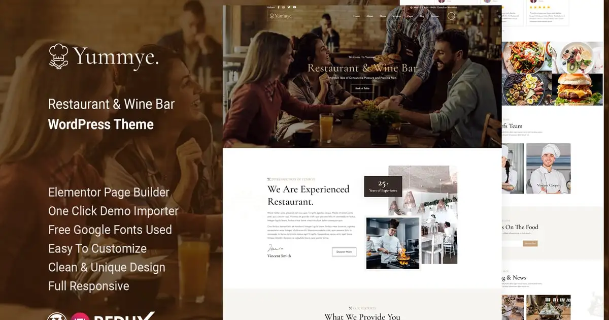 Yummye – Restaurant & Wine Bar WordPress Theme