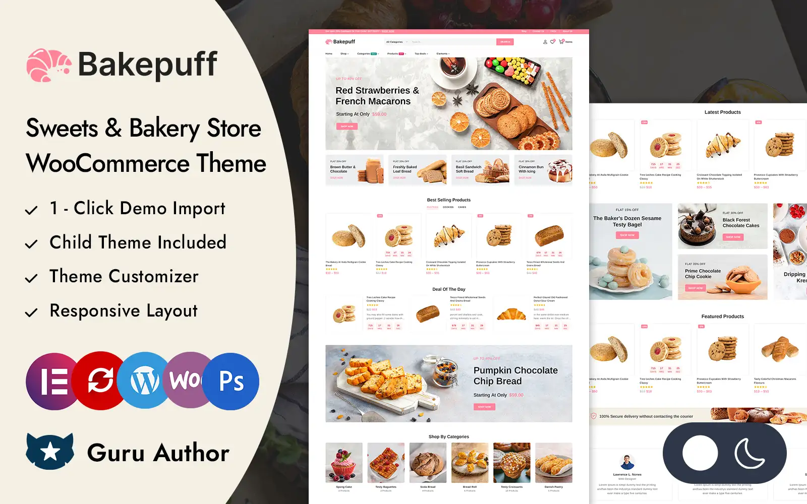 Bakepuff – Sweets and Bakery Store Elementor WooCommerce Responsive Theme WooCommerce Theme