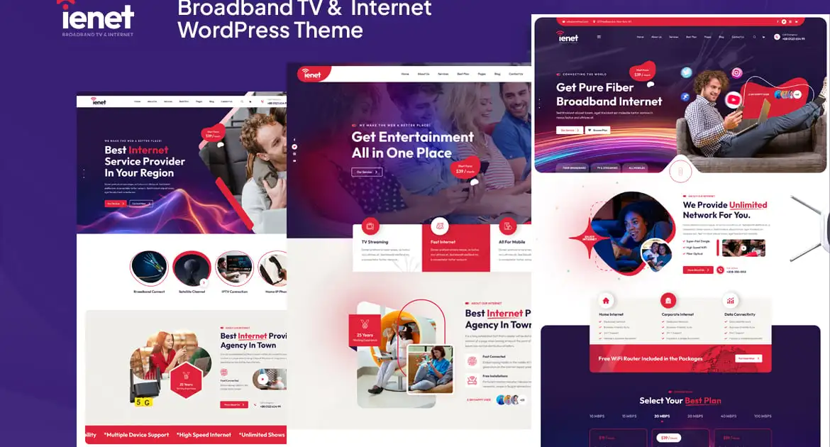 Ienet – Broadband TV & Internet WordPress Theme