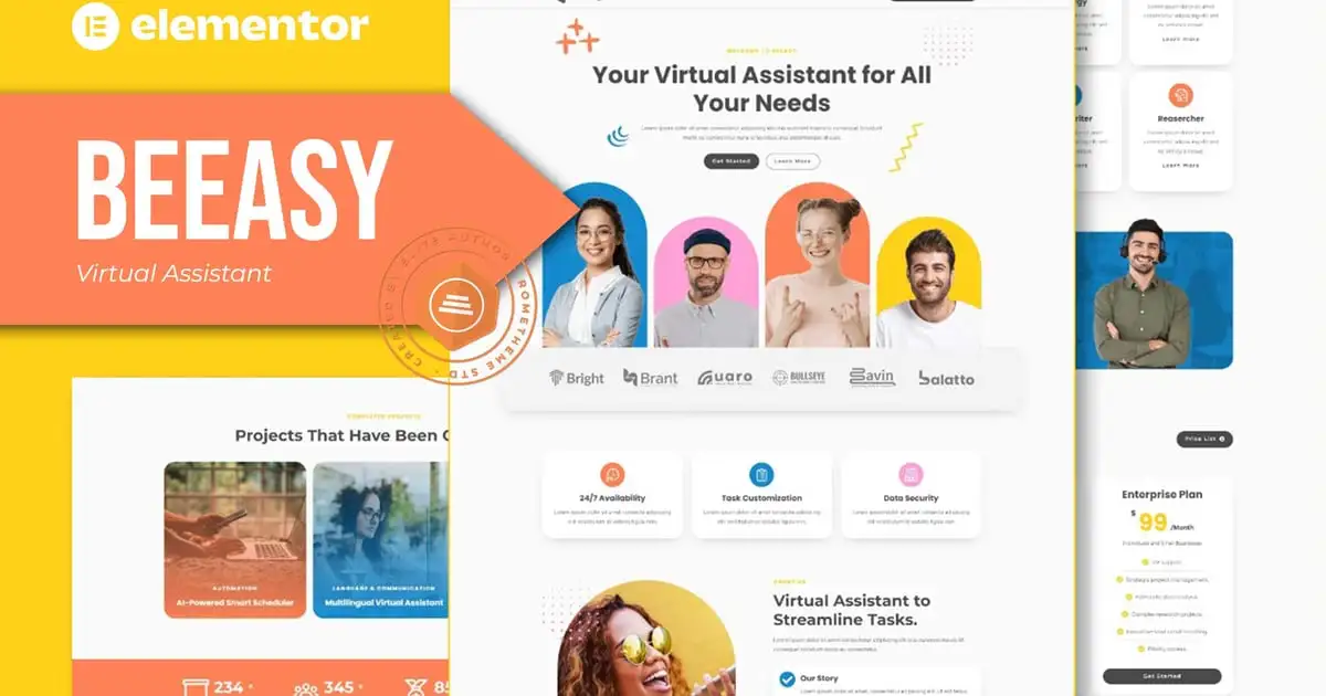Beeasy – Virtual Assistant Elementor Pro Template Kit