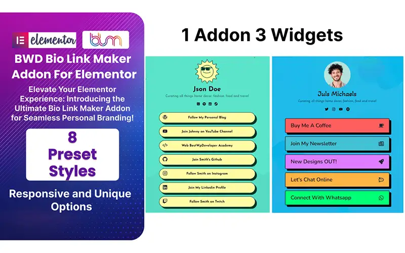 Bio Link Maker WordPress Plugin For Elementor